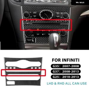 車用CD セントラ ル コントロール パネル トリム リアルソフトカーボン ステッカー インフィニティ G35 2007 2008 G37 2008-2013 G25 2010-2013 LHD RHD - Type B Black Carbon