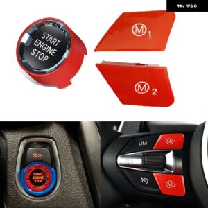 車 ステアリングホイール クリスタルスタートストップM1 M2 ボタン BMW M3 M5 M6 X5M X6M F20 F22 F30 F32 F80 F82 F87 - Red M1M2 start