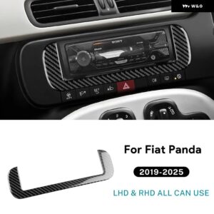 リアルソフトカーボン ステッカー LHD RHD 車用 セントラ ル コントロール スクリーン トリム フィアットパンダ 2013-2019 - 24 2025 - Black Carbon