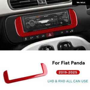 リアルソフトカーボン ステッカー LHD RHD 車用 セントラ ル コントロール スクリーン トリム フィアットパンダ 2013-2019 - 24 2025 - Red carbon
