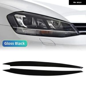 車用 ヘッドライト アイブロウカバー トリム ABS カーボン 目を引く VW ゴルフ 7 VII GTI GTD R MK7 2013-2017 - Gloss Blcak
