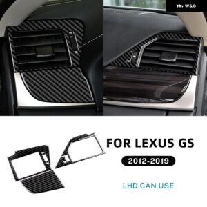 リアルソフトカーボン レクサス GS 2012 - 15 LHD RHD 車 両サイド エア アウトレット フレーム ステッカー インテリア アクセサリー - For LHD Black Carbon