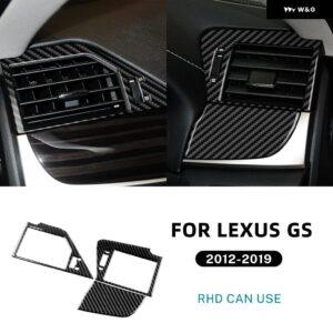 リアルソフトカーボン レクサス GS 2012 - 15 LHD RHD 車 両サイド エア アウトレット フレーム ステッカー インテリア アクセサリー - For RHD Black Carbon