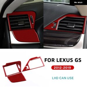 リアルソフトカーボン レクサス GS 2012 - 15 LHD RHD 車 両サイド エア アウトレット フレーム ステッカー インテリア アクセサリー - For LHD Red Carbon