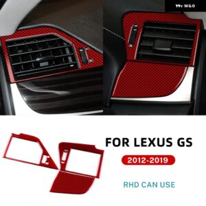 リアルソフトカーボン レクサス GS 2012 - 15 LHD RHD 車 両サイド エア アウトレット フレーム ステッカー インテリア アクセサリー - For RHD Red Carbon