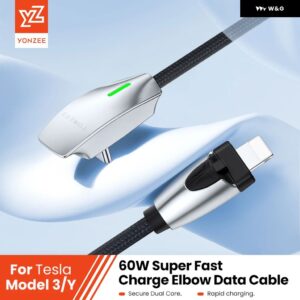 車用充電 ケーブル テスラ モデル3 Y X S 2021-2025 携帯電話充電 ケーブル 60W 急速充電 ケーブル カーアクセサリー - For Apple 27W