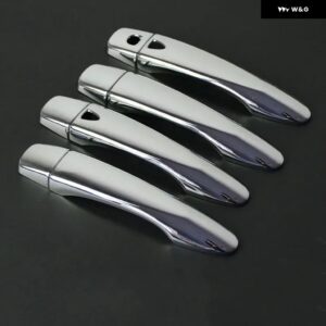 ルノー アラスカン 2017 - 21 カーボン クローム カー ドアハンドル ボウルカバー トリム カーアクセサリー ステッカー - silver 2 buttons