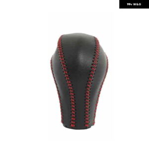 レザー ギア シフト ノブハンドル 牛革カバー 手縫い インフィニティ QX50 QX70 QX80 EX FX35 37 G37 インテリア アクセサリー - black red thread