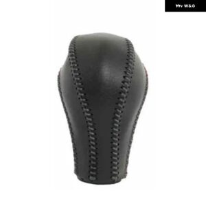 レザー ギア シフト ノブハンドル 牛革カバー 手縫い インフィニティ QX50 QX70 QX80 EX FX35 37 G37 インテリア アクセサリー - black black thread