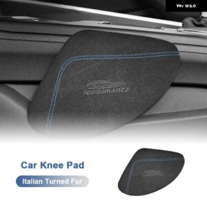 快適なスエード 汎用 カーレッグ クッション 膝 パッド サポート プロテクター オート クッション 弾性メモリーフォームカーアクセサリー - Left Blue Line