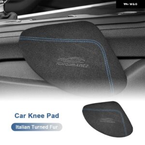 快適なスエード 汎用 カーレッグ クッション 膝 パッド サポート プロテクター オート クッション 弾性メモリーフォームカーアクセサリー - Right Blue Line