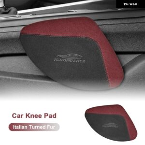 快適なスエード 汎用 カーレッグ クッション 膝 パッド サポート プロテクター オート クッション 弾性メモリーフォームカーアクセサリー - Right Blcak Red