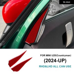車内ドアAピラー スピーカー サイドデコレーション MINI U25 COUNTRYMAN 2024 2025 アクセサリー リアルソフトカーボン ステッカー - Red carbon
