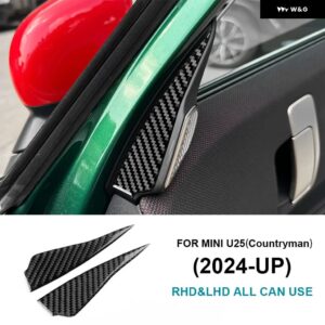 車内ドアAピラー スピーカー サイドデコレーション MINI U25 COUNTRYMAN 2024 2025 アクセサリー リアルソフトカーボン ステッカー - Black Carbon