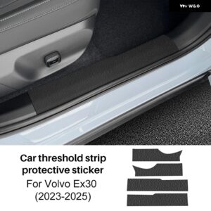 車ドアドアシル ストリップ ボルボ EX30 2023 2024 2025 傷防止テープ キック防止 フィルム ステッカー アクセサリー - PU Leather