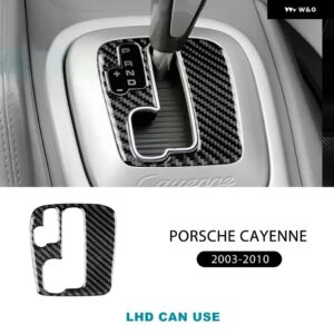 リアルソフトカーボンギア ボックス ステッカー ポルシェ カイエン 2003-2007 2008 2009 2010オートマチックギア インテリア アクセサリー - black