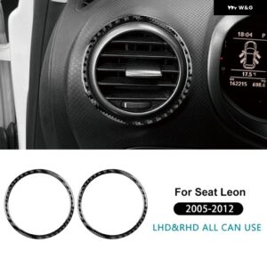 リアルソフトカーボン ステッカー シートレオン 2005 - 12 センター コンソール アウトレット トリム 車側 - For LHD RHD Black