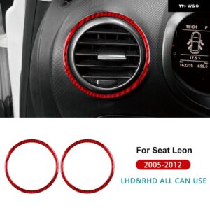 リアルソフトカーボン ステッカー シートレオン 2005 - 12 センター コンソール アウトレット トリム 車側 - For LHD RHD Red