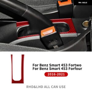 リアルソフトカーボンカーギアハンドブレーキ パネル トリム メルセデスベンツ スマート 453 フォーツー/フォーフォー 2016-2021 ステッカー アクセサリー - red