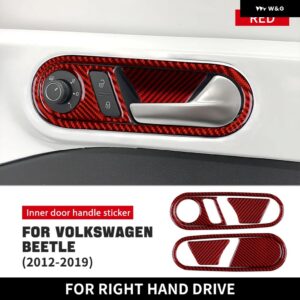 リアルソフトカーボン ステッカー フォルクスワーゲン VW ビートル 2012-2019 車 ドアハンドル ボウル 装飾 デカール 内装 トリム アクセサリー - 1Set RHD3
