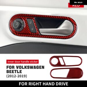 リアルソフトカーボン ステッカー フォルクスワーゲン VW ビートル 2012-2019 車 ドアハンドル ボウル 装飾 デカール 内装 トリム アクセサリー - Frame RHD5