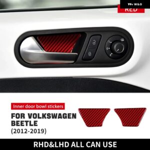 リアルソフトカーボン ステッカー フォルクスワーゲン VW ビートル 2012-2019 車 ドアハンドル ボウル 装飾 デカール 内装 トリム アクセサリー - Inner door bowl