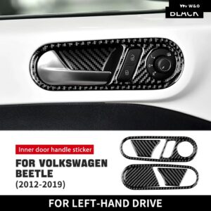 リアルソフトカーボン ステッカー フォルクスワーゲン VW ビートル 2012-2019 車 ドアハンドル ボウル 装飾 デカール 内装 トリム アクセサリー - 1Set LHD