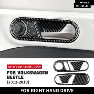 リアルソフトカーボン ステッカー フォルクスワーゲン VW ビートル 2012-2019 車 ドアハンドル ボウル 装飾 デカール 内装 トリム アクセサリー - 1Set RHD
