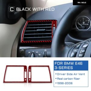 リアルソフトカーボン ステッカー BMW E46 3シリーズ 1998-2003 - 06 車サイド エアベント カバー トリム 自動車アクセサリー - Black and Red