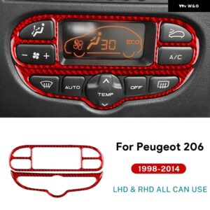 車用 セントラ ル コントロール ボタン トリム リアルソフトカーボン ステッカー LHD RHD プジョー 206 1998-2008 - 14 - Red carbon