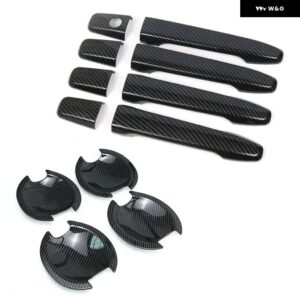 三菱 ASX 2010-2020 カーボン クローム カーサイド ドアハンドル デコレーション カバー ステッカー スタイリング アクセサリー - handlebowl 0 button