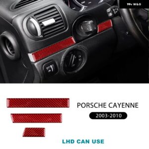 リアルソフトカーボン ステッカー ポルシェ カイエン 2003 - 10 ドア 装飾 インテリア カーアクセサリー - Left Hand Drive Red
