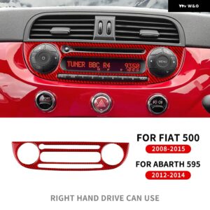 リアルソフトカーボン ステッカー フィアット 500 2008-2013 2014 2015 フィアット アバルト 595 2012 2013 2014 カーセンター コンソール エア - Right Hand Drive Red