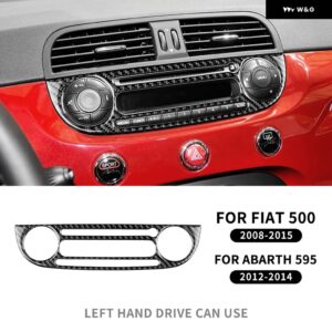 リアルソフトカーボン ステッカー フィアット 500 2008-2013 2014 2015 フィアット アバルト 595 2012 2013 2014 カーセンター コンソール エア - Left Hand Drive BK