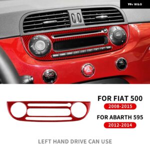 リアルソフトカーボン ステッカー フィアット 500 2008-2013 2014 2015 フィアット アバルト 595 2012 2013 2014 カーセンター コンソール エア - Left Hand Drive Red