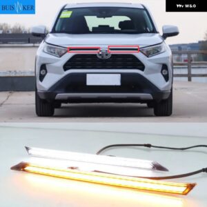トヨタ RAV4 2019 2020 イエローウィンカー機能 12V 車用 DRL LED デイタイム ランニングライト 自動車カバー 装飾 ライト - WHITE