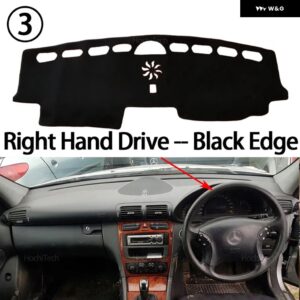 メルセデス ベンツ C クラス W203 セダン 2001-2007 滑り止めマット ダッシュボード カバー パッド サンシェード ダッシュマット カーペット - Right Hand Black