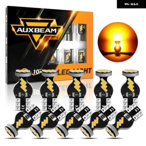 AUXBEAM 10個 168 2825 W5W T10 LED室内灯 電球 1.5W 300%明るさ 6500K ホワイト/3500K アンバー /レッド - Amber Light