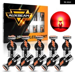 AUXBEAM 10個 168 2825 W5W T10 LED室内灯 電球 1.5W 300%明るさ 6500K ホワイト/3500K アンバー /レッド - Red Light