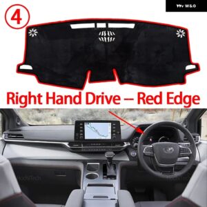トヨタ シエナ XL40 2021 - 24 2025 車用 ダッシュボード カバー 光を避ける パッド 計器プラットフォームカバー マット カーペット - Right Hand Red Edge