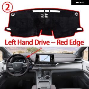 トヨタ シエナ XL40 2021 - 24 2025 車用 ダッシュボード カバー 光を避ける パッド 計器プラットフォームカバー マット カーペット - Left Hand Red Edge