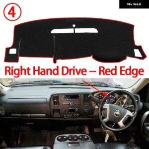 シボレー シルバラード 1500 2500 3500 2007-2013 滑り止めマット ダッシュボード カバー パッド サンシェード ダッシュマット カーペット カーアクセサリー - Right Hand Red Edge