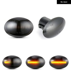 フィアット 500 フォード KA ランチア リブラ イプシロン マセラティ グランカブリオ グランツーリズモ クアトロポルテ アルファロメオ 4C LED サイドフェン - Smoked Dynamic Amber