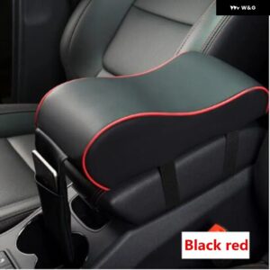 自動車用 アームレスト パッド 車用センター コンソール アーム カー スタイリング プジョー RCZ 206 207 208 301 307 308 406 407 408 508 2008 3008-6008 - Black Red