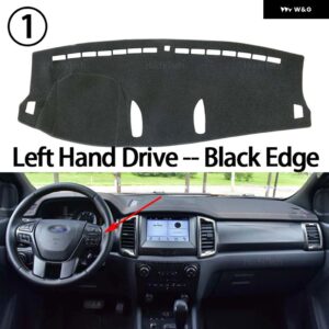 フォード レンジャー T6 2011 - 19 滑り止めマット ダッシュボード カバー パッド サンシェード ダッシュマットアクセサリー - Black Edge