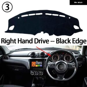 スズキ スイフト A2L 2017~2021 内装アクセサリー 自動車 ダッシュボード カバー ダッシュマットボード パッド カーペット ダッシュマット UVカットマット - Right Hand Black