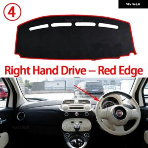 車 ダッシュボード カバー 光を避ける パッド 計器プラットフォームカバー マット カーペットアクセサリー フィアット 500 500C 500E 2007-2024 - Right Hand Red Edge