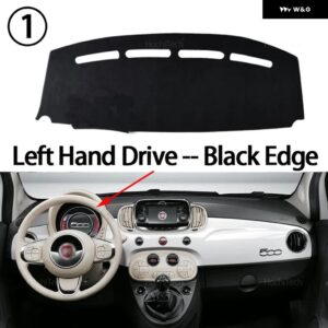 車 ダッシュボード カバー 光を避ける パッド 計器プラットフォームカバー マット カーペットアクセサリー フィアット 500 500C 500E 2007-2024 - Left Hand Black