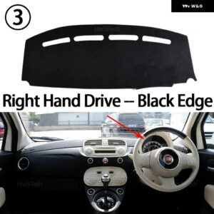 車 ダッシュボード カバー 光を避ける パッド 計器プラットフォームカバー マット カーペットアクセサリー フィアット 500 500C 500E 2007-2024 - Right Hand Black