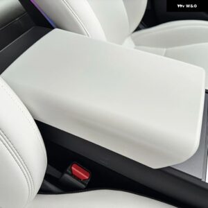 テスラ モデルY ジュニパー 2025 モデル3 ハイランド ABSケース センター コンソール アームレスト リッド 中央 アームレスト ボックス パッド カバー - White